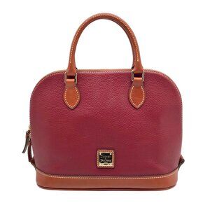 Dooney & Bourke Burgundy Pebbled Grain Leather Zip Zip Satchel Bag